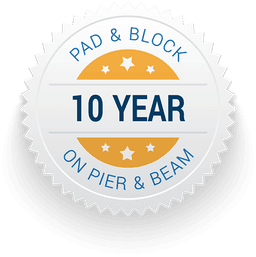 10 year warranty on pad & block and pier & beam