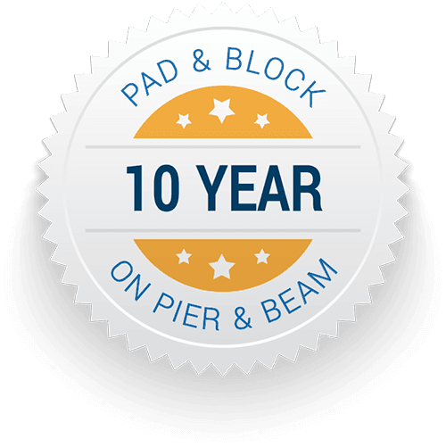 10 year warranty on pad & block and pier & beam