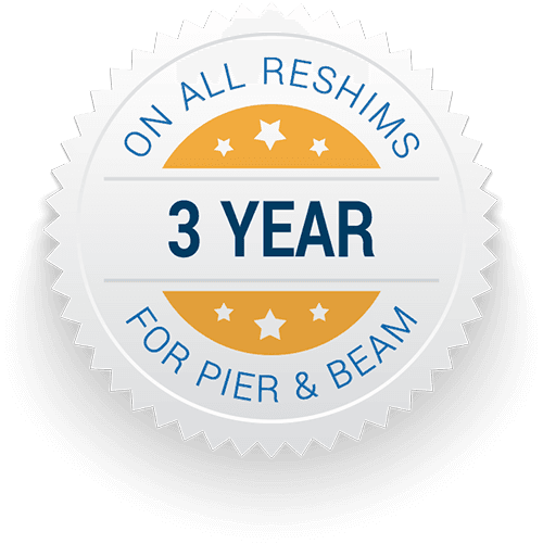 3 year warranty on all reshims for pier & beam