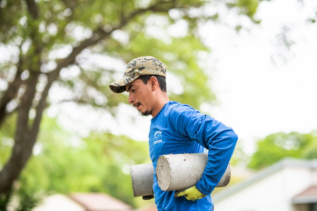 man holding equipment